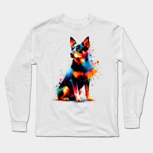 Vibrant Lancashire Heeler in Abstract Splash Art Long Sleeve T-Shirt